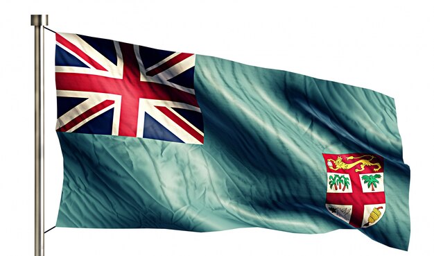 Fiji Bandera Nacional Aislado Fondo Blanco 3D