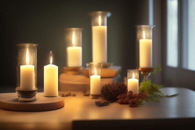Foto gratuita una fila de velas con una encendida y una encendida con la otra encendida