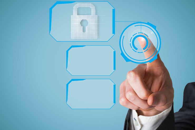 Photo Gratis finger pressing a button with padlock