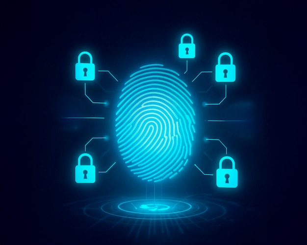 Fingerprint authentication and digital security concept