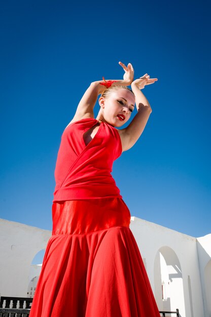 Flamenco bailarina en rojo