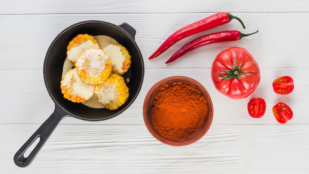 Flat lay de comida mejicana