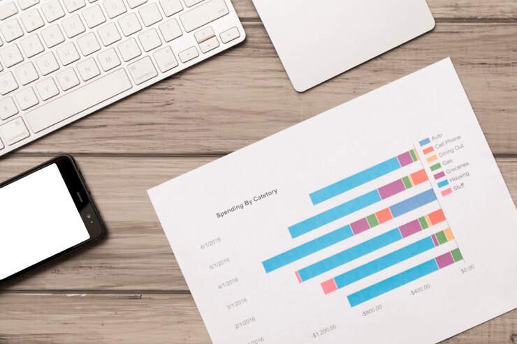Photo Gratis flat lay of paper sheet with graph