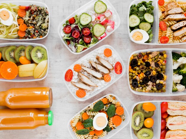 Flat lay surtido comida saludable