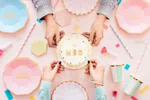 Foto gratuita flatlay del concepto de fiesta de celebración de cumpleaños