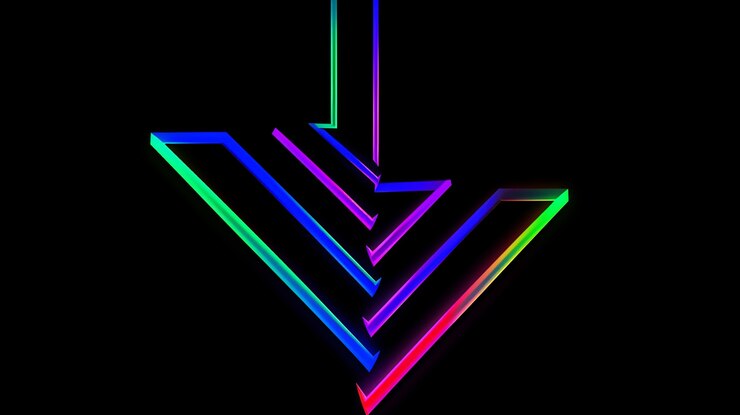 Foto gratuito flecha con colores de neón brillantes