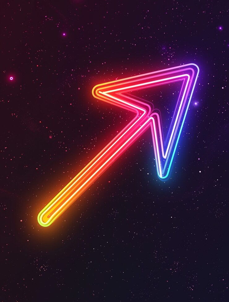 Foto gratuito flecha con colores de neón brillantes