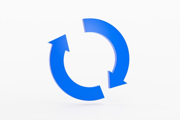 Flechas circulares Icono de actualización Signo de icono de flechas de rotación o símbolo sobre fondo blanco Ilustración 3D