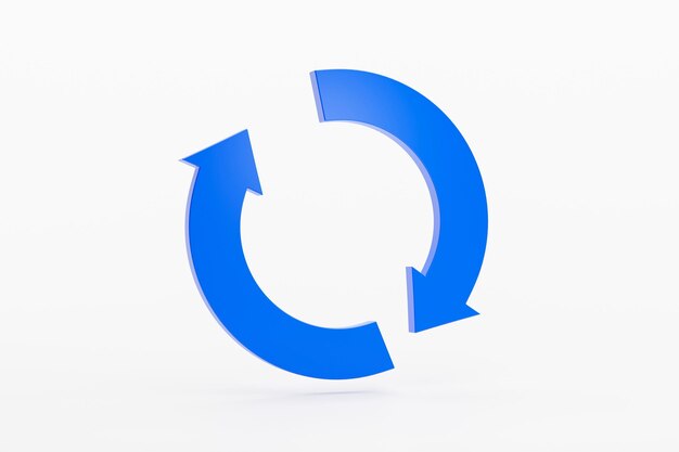 Las flechas circulares Refrescan el icono Las flechas de rotación El icono del signo o símbolo en fondo blanco Ilustración 3D