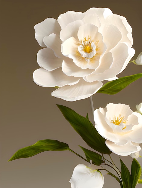 Una flor blanca con un centro amarillo se refleja en una superficie reflectante.