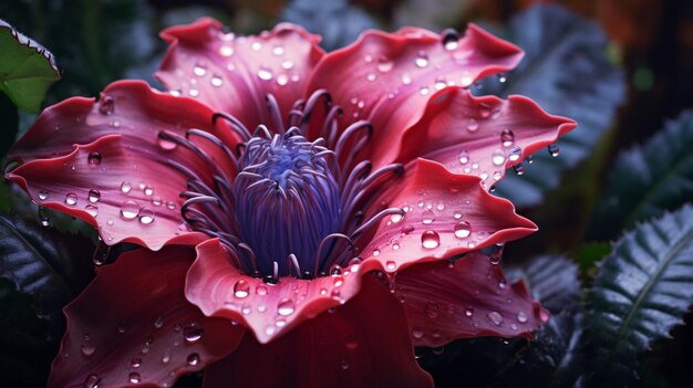 Una flor carnívora exótica desplegando sus intrincados pétalos para revelar un mundo oculto