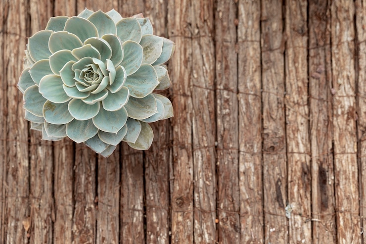 Foto gratuito flor de endecha plana sobre fondo de madera
