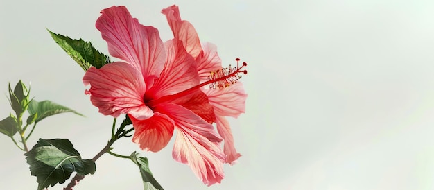 Foto gratuita flor de hibisco en un fondo neutral concepto para el diseño de postales de estilo art déco