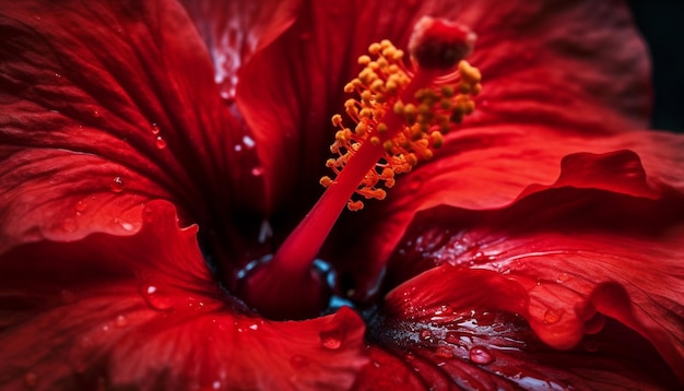 Foto gratuita flor de hibisco vibrante, un símbolo de belleza en la naturaleza generado por ia