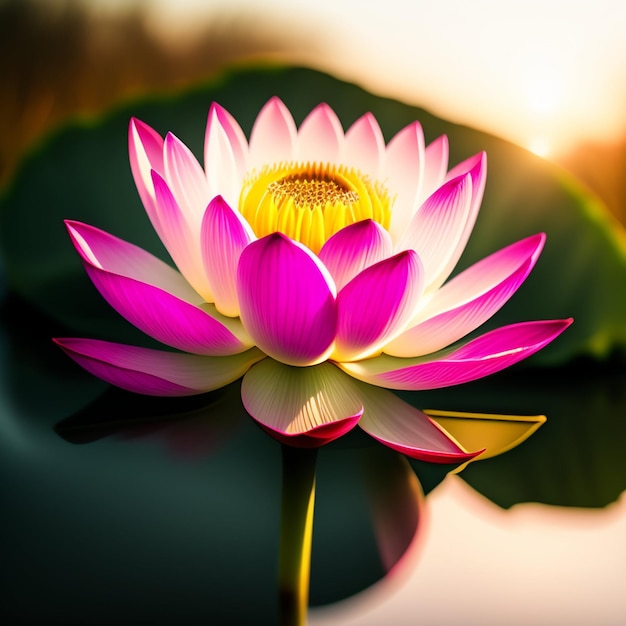 Foto gratuita una flor de loto rosa y blanca está en el agua.