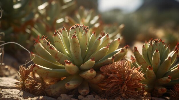 Flora exótica del desierto que se adapta a las duras condiciones con adaptaciones únicas.