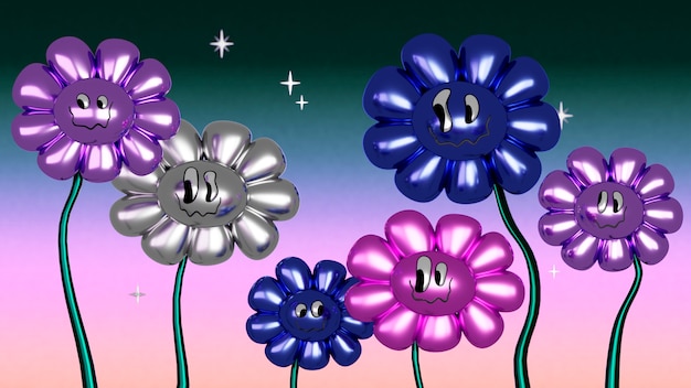 Flores con efecto reflectante metalizado