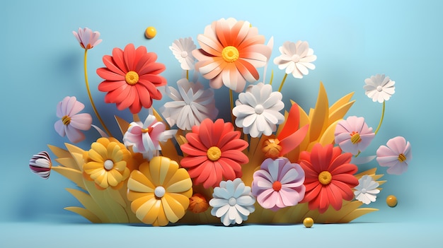 Flores hermosas abstractas 3d