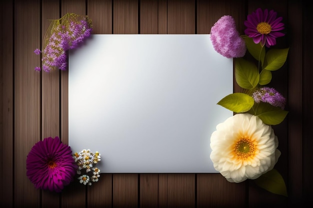 Flores en una mesa de madera