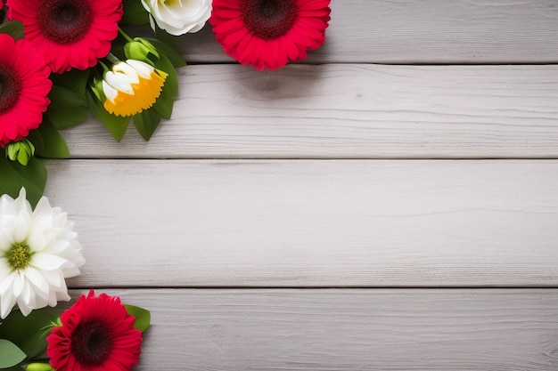 Foto gratuita flores en una mesa de madera