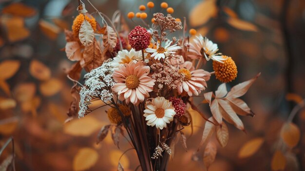 Flores secas de otoño que representan el arte indio de la estupa sanchi