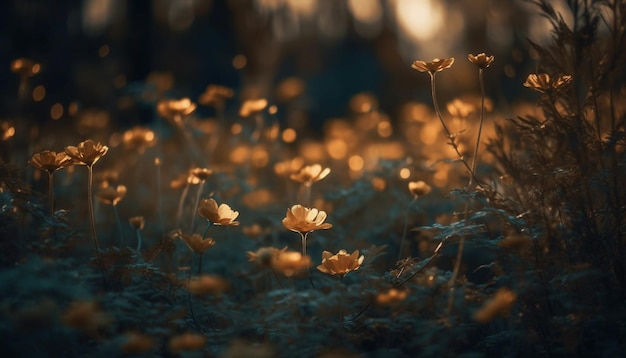 Foto gratuita flores silvestres vibrantes florecen en el prado tranquilo generado por ia