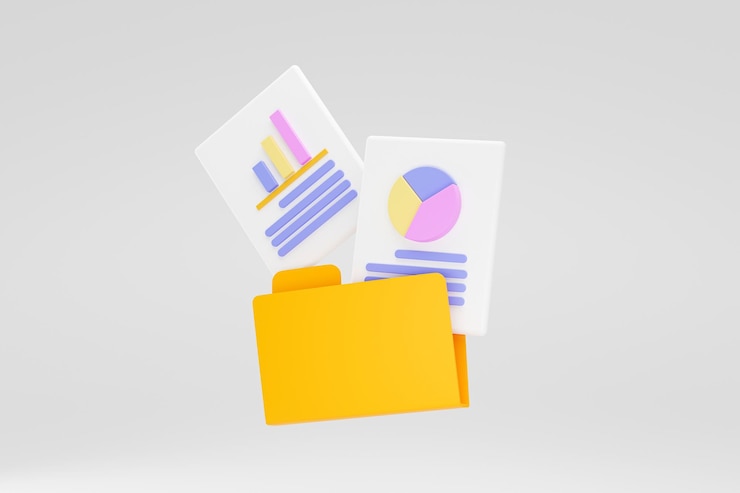Photo Gratis folder with documents icon sign or symbol background 3d illustration