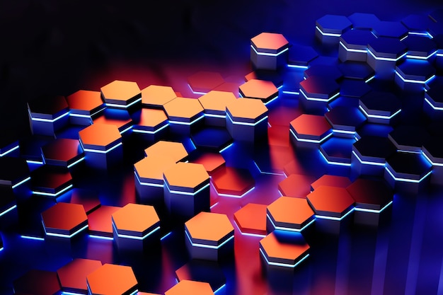 Fondo 3d con formas hexagonales y textura.