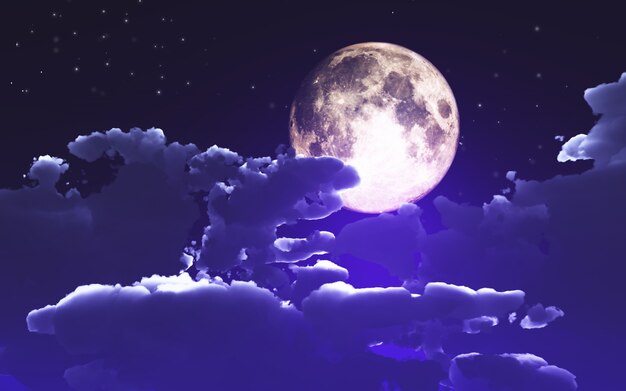 Fondo 3D de Halloween con nubes y luna