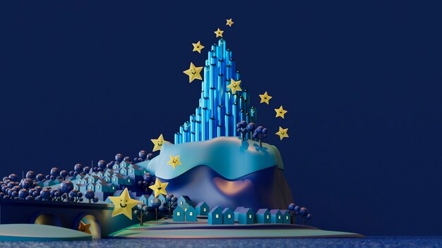 Fondo 3d para niños con castillo.