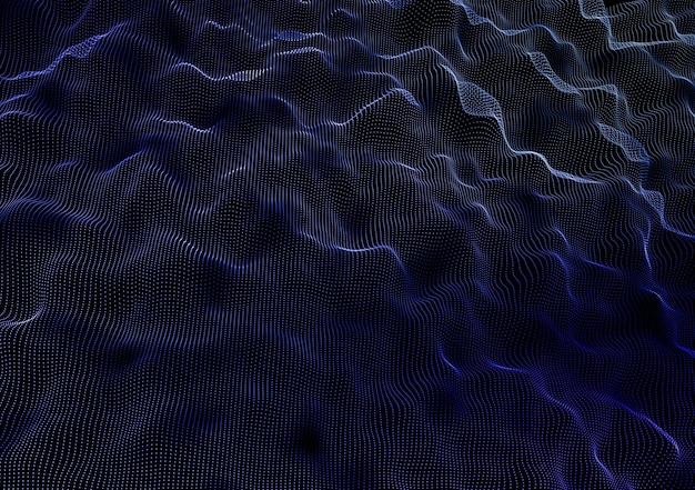Fondo abstracto 3D con partículas digitales que fluyen