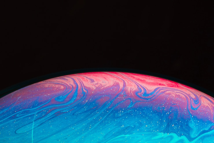 Foto gratuito fondo abstracto con esfera rosa y azul brillante