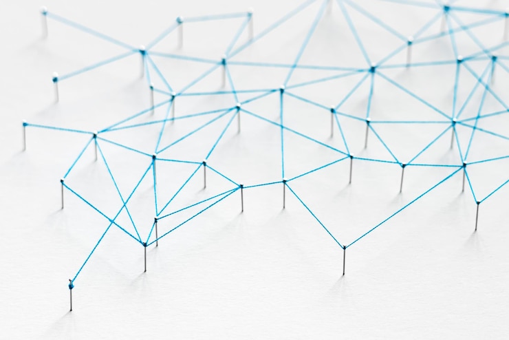 Foto gratuito fondo abstracto geométrico, concepto de tecnología, diseño de puntos de conexión