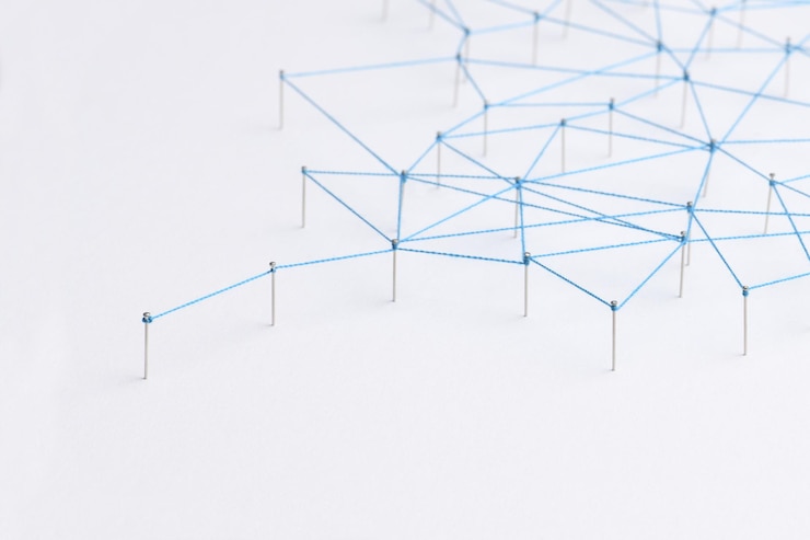 Foto gratuito fondo abstracto geométrico, concepto de tecnología, diseño de puntos de conexión