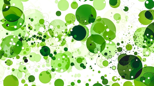 Fondo abstracto con globos verdes sobre blanco IA generativa