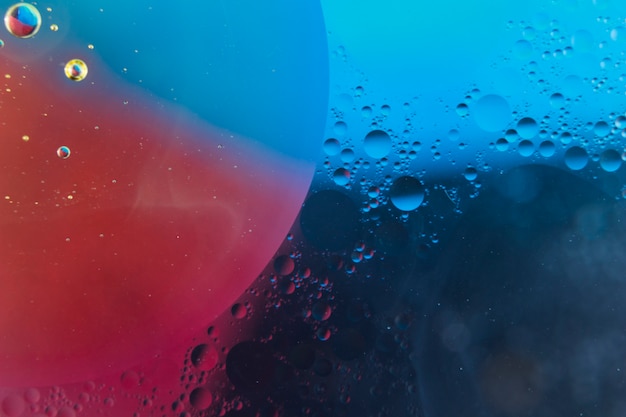 Fondo abstracto rojo y azul con burbujas