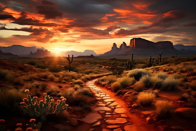 Foto gratuita fondo del atardecer del paisaje del desierto