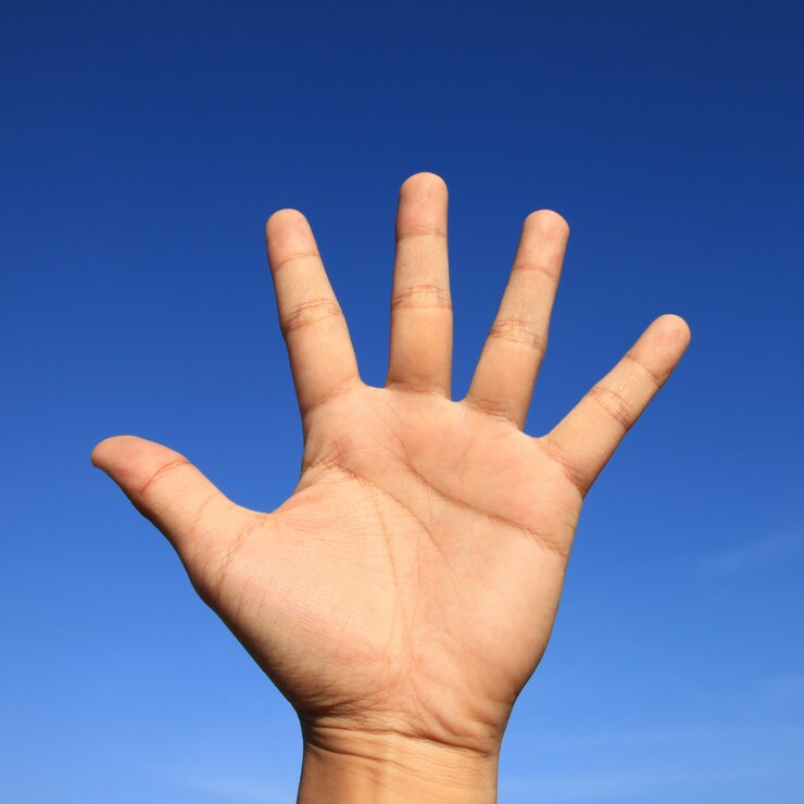 Foto gratuito fondo azul humano mano manos