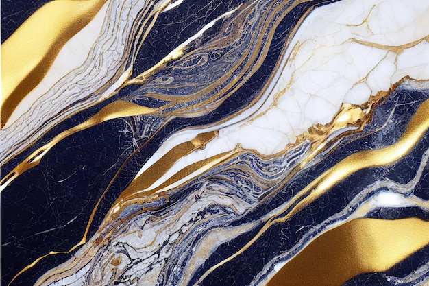 Fondo azul oscuro abstracto con lámina dorada textura de piedra artificial ágata falsa wa de mármol de moda