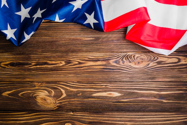 Foto gratuita fondo de bandera americana con copyspace en superficie de madera