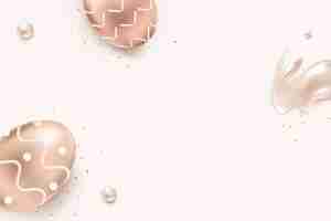 Foto gratuita fondo beige del festival de pascua con conejito de oro rosa 3d y huevos