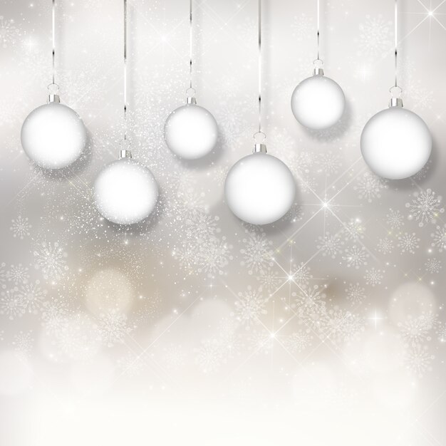 Fondo blanco con bolas de navidad