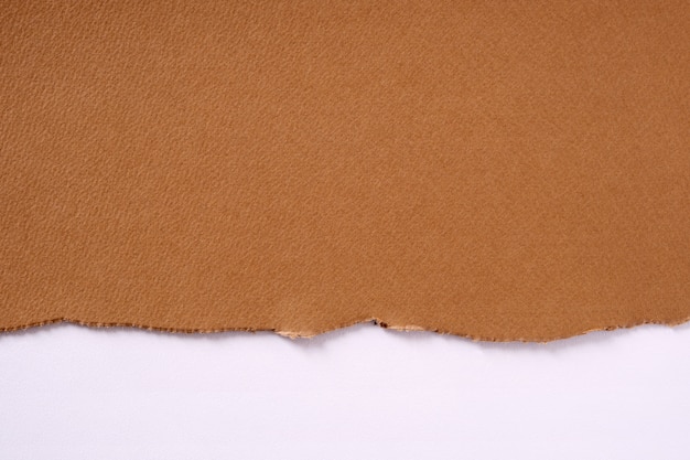 Fondo blanco rasgado borde de papel marrón