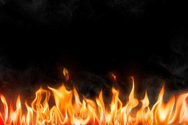 Fondo de borde de llama, imagen de fuego realista negro