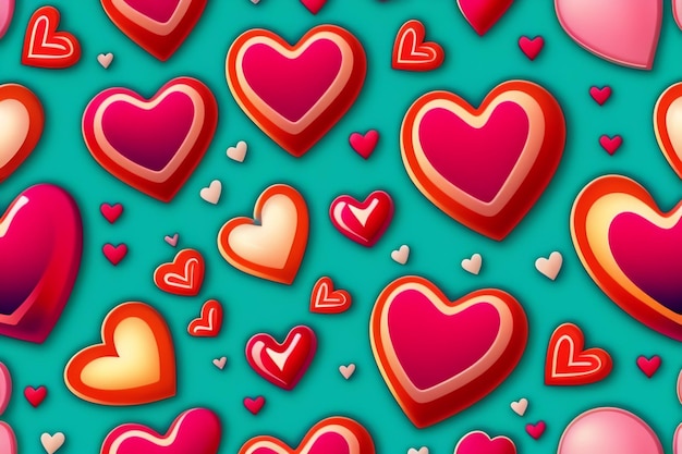 Un fondo colorido con corazones y las palabras amor en él