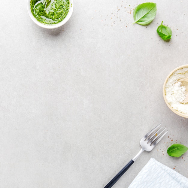 Fondo de comida con ingredientes de comida italiana