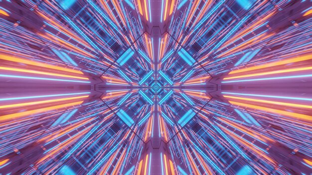 Fondo cósmico de luces láser violeta-azul y naranja: perfecto para un fondo de pantalla digital