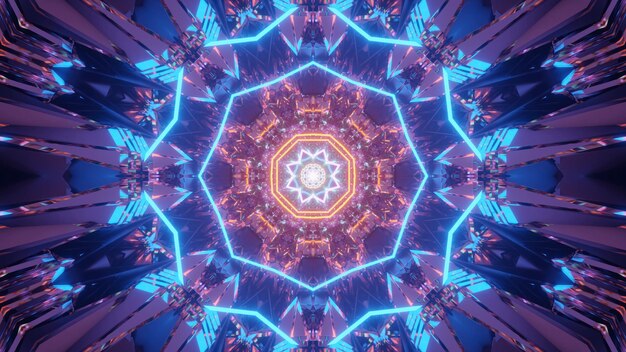 Fondo cósmico con patrones de luces láser azules y naranjas: perfecto para un fondo de pantalla digital