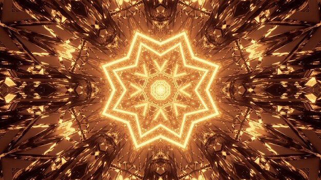 Fondo cósmico con patrones de luces láser marrón y amarillo: perfecto para un fondo de pantalla digital