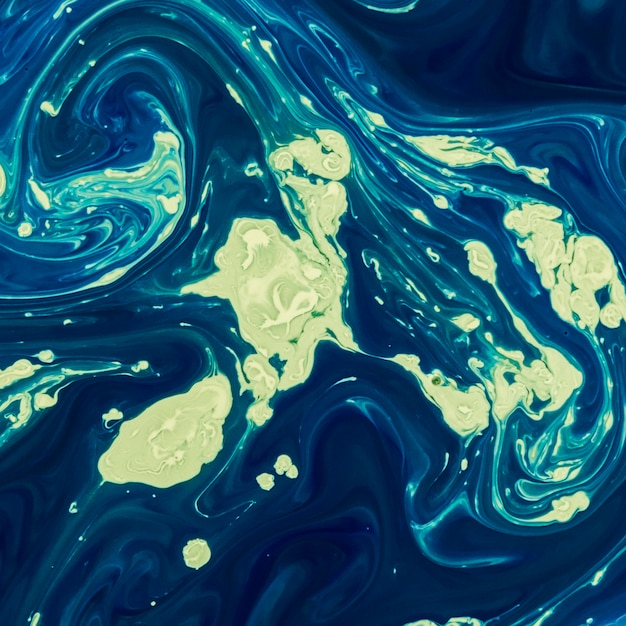 Fondo creativo abstracto de pintura azul y verde lima